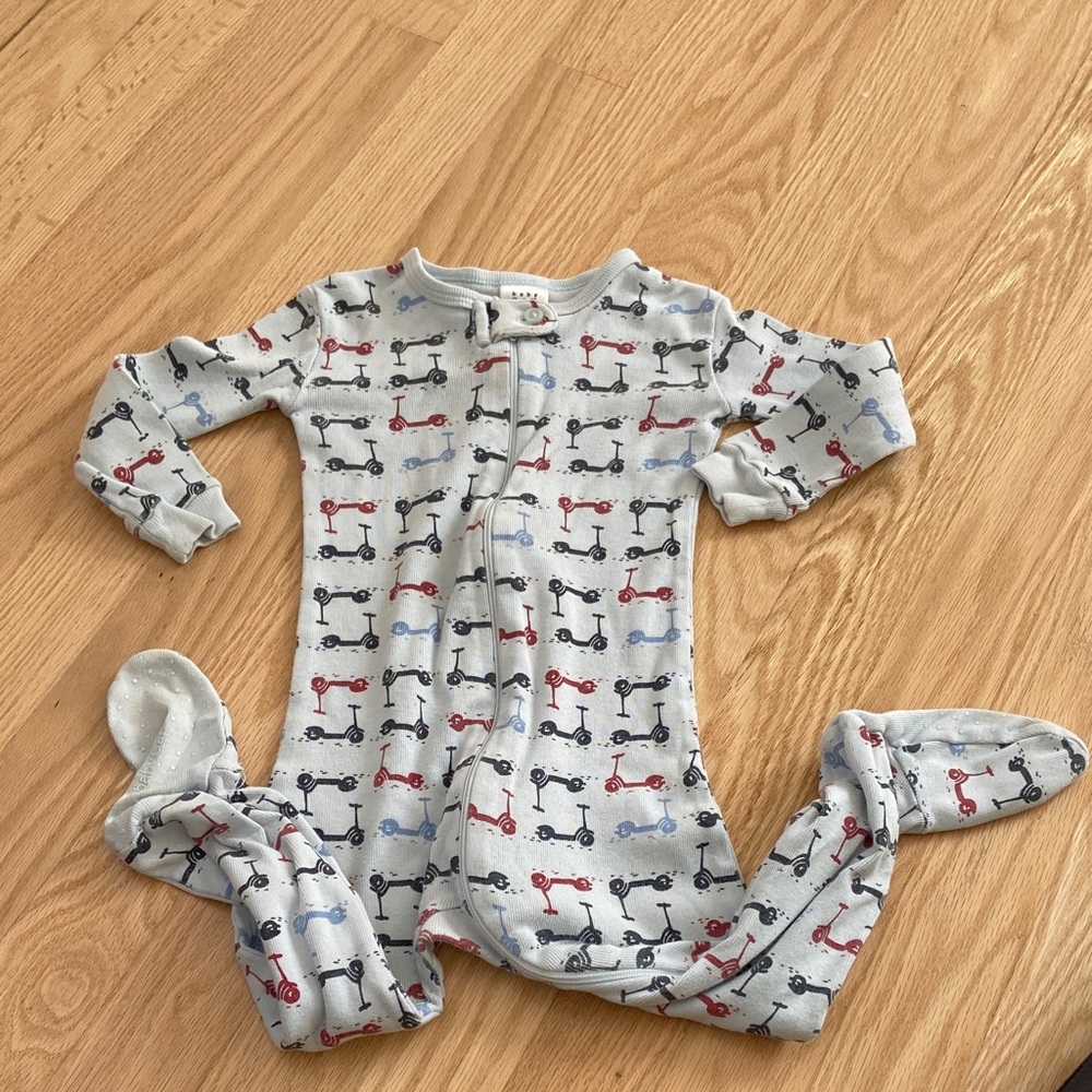 Baby Gap light blue, red, and navy blue scooter footie pajamas size 12-18m